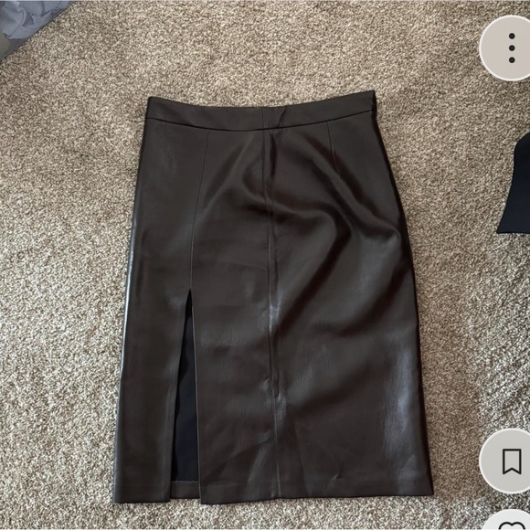 Mocha brown Wilfred Midi Skirt in from Aritzia (soft, faux leather material) - Picture 2 of 3